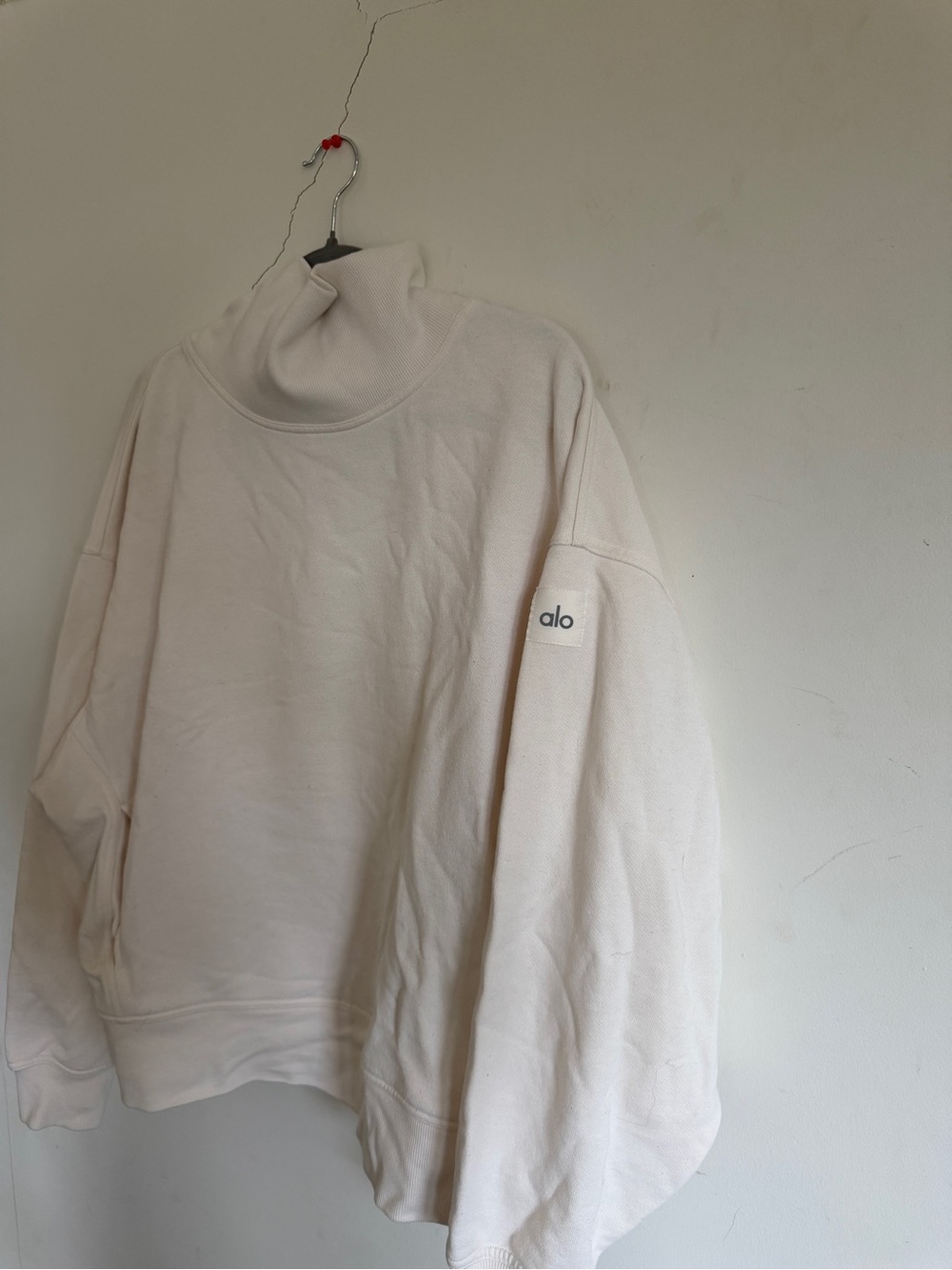 ALO Yoga Ivory  Haze Mock Neck Sweatshirt